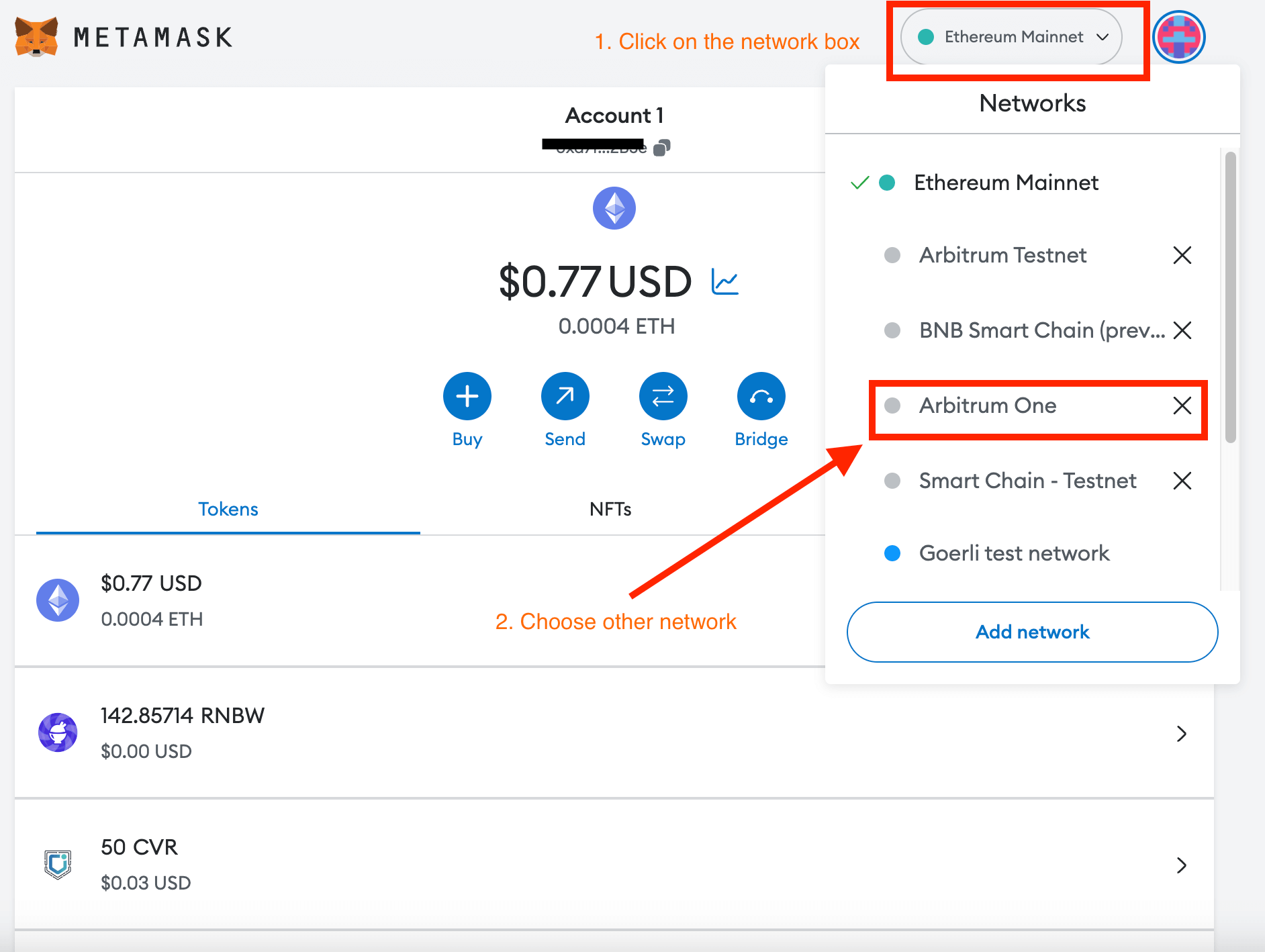 Manually import tokens on MetaMask Wallet