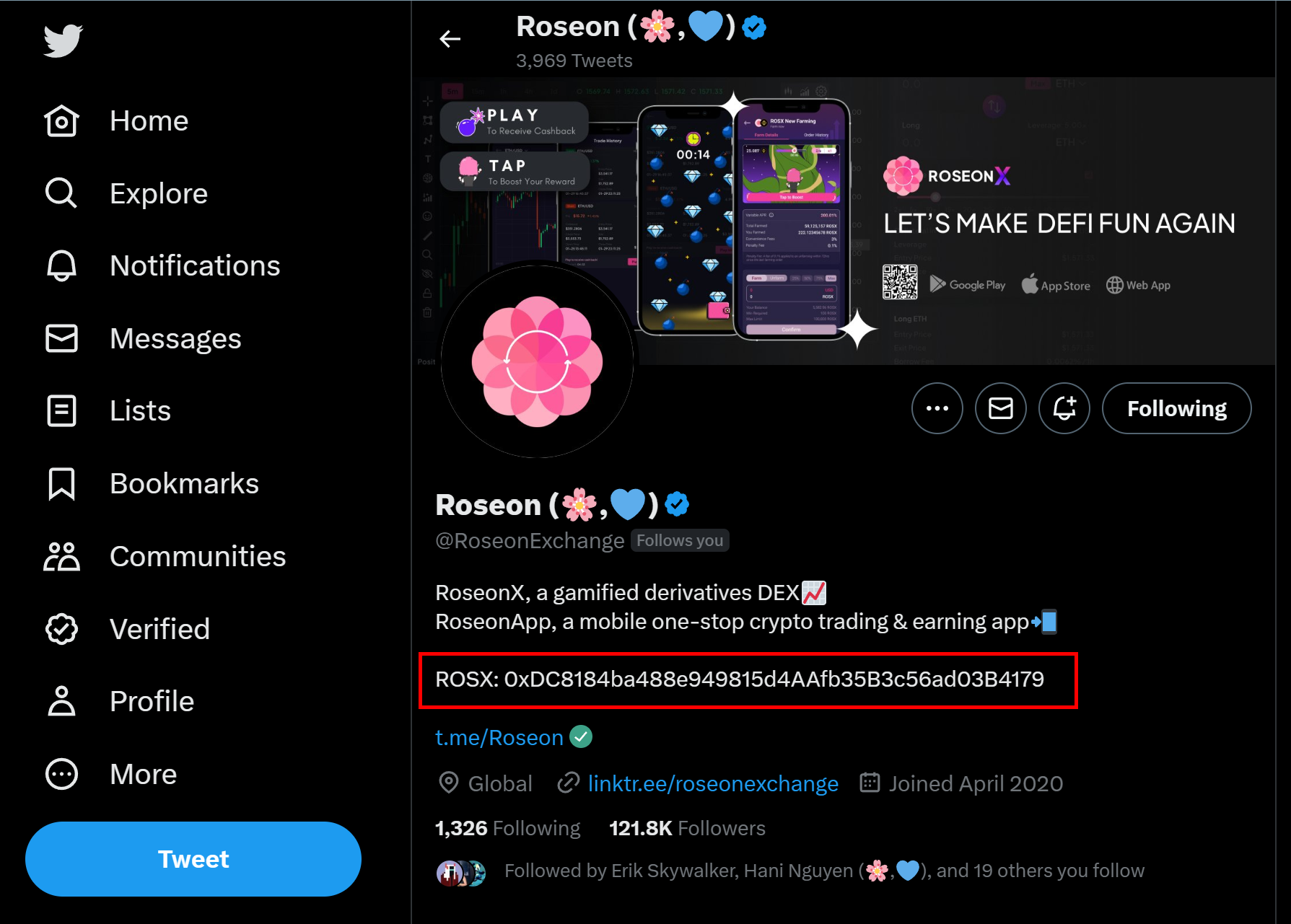 Roseon’s official account on Twitter