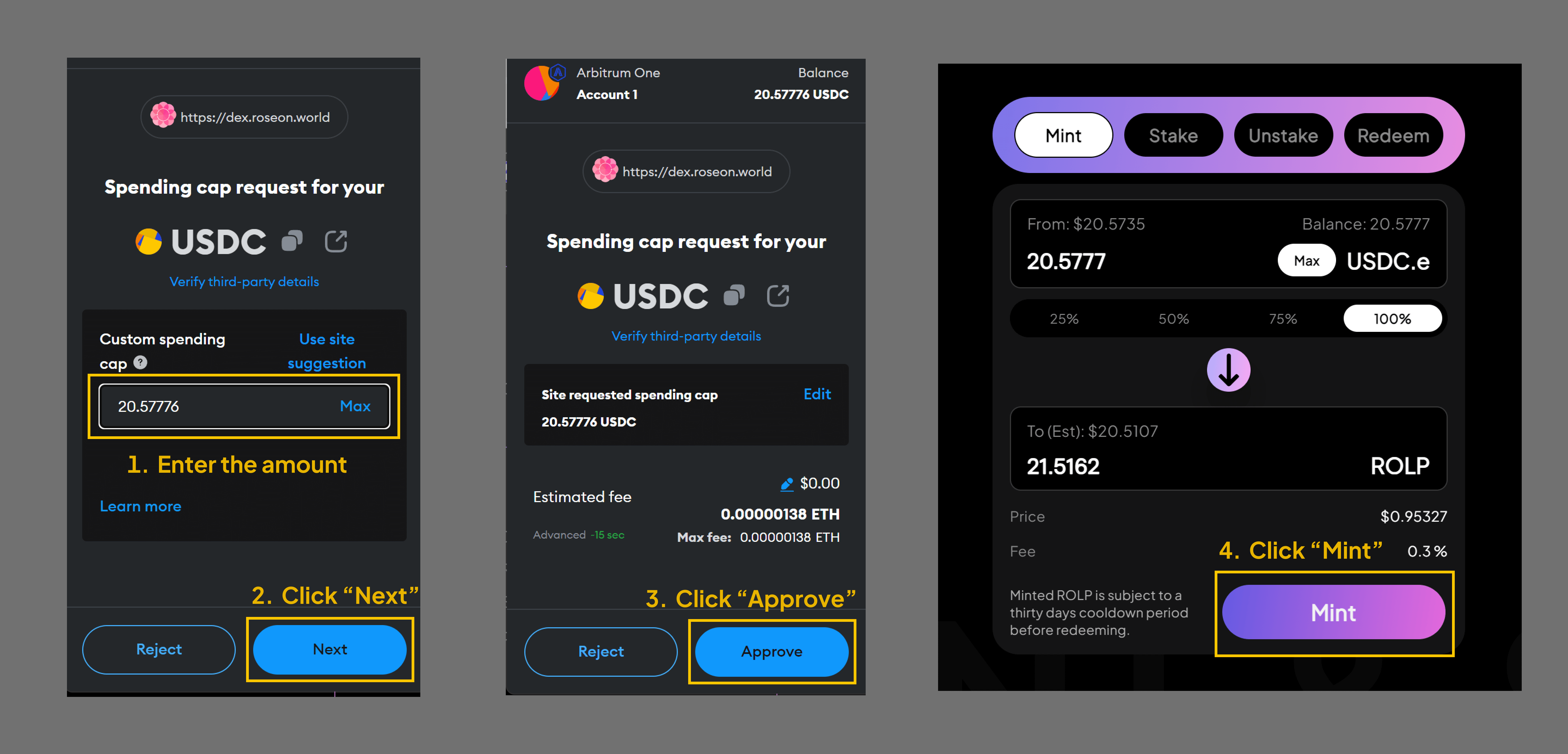 Step 3.1 Roseon Web3 Wallet Connect Get Started